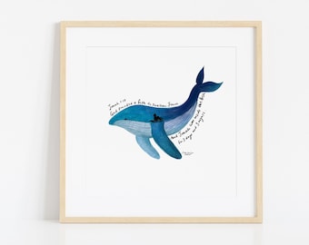 Jonah and the whale | Jonah 1:17 | Art Print | Bible Verse Art | whale | Christian Gift | nursery | Bible Promises | Children Gift