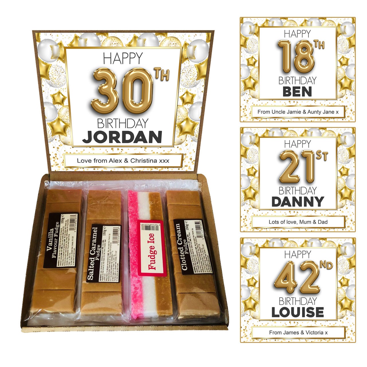 Personalised Happy Birthday Fudge Gift Box Hamper Customise Etsy