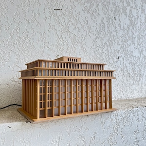 Handmade wooden lamp inspired by Residential building from Georgia