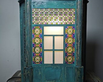 Handmade wooden lamp inspired by old Tbilisi architecture