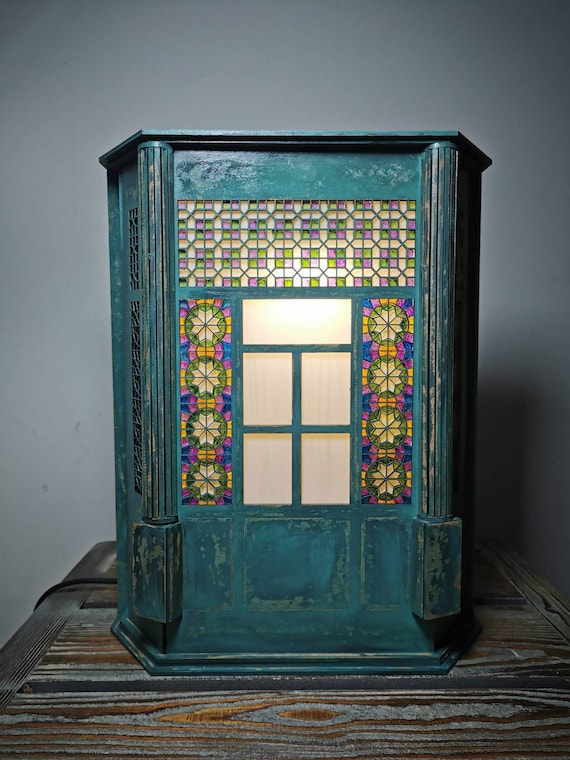 Handmade wooden lamp inspired by old Tbilisi architecture