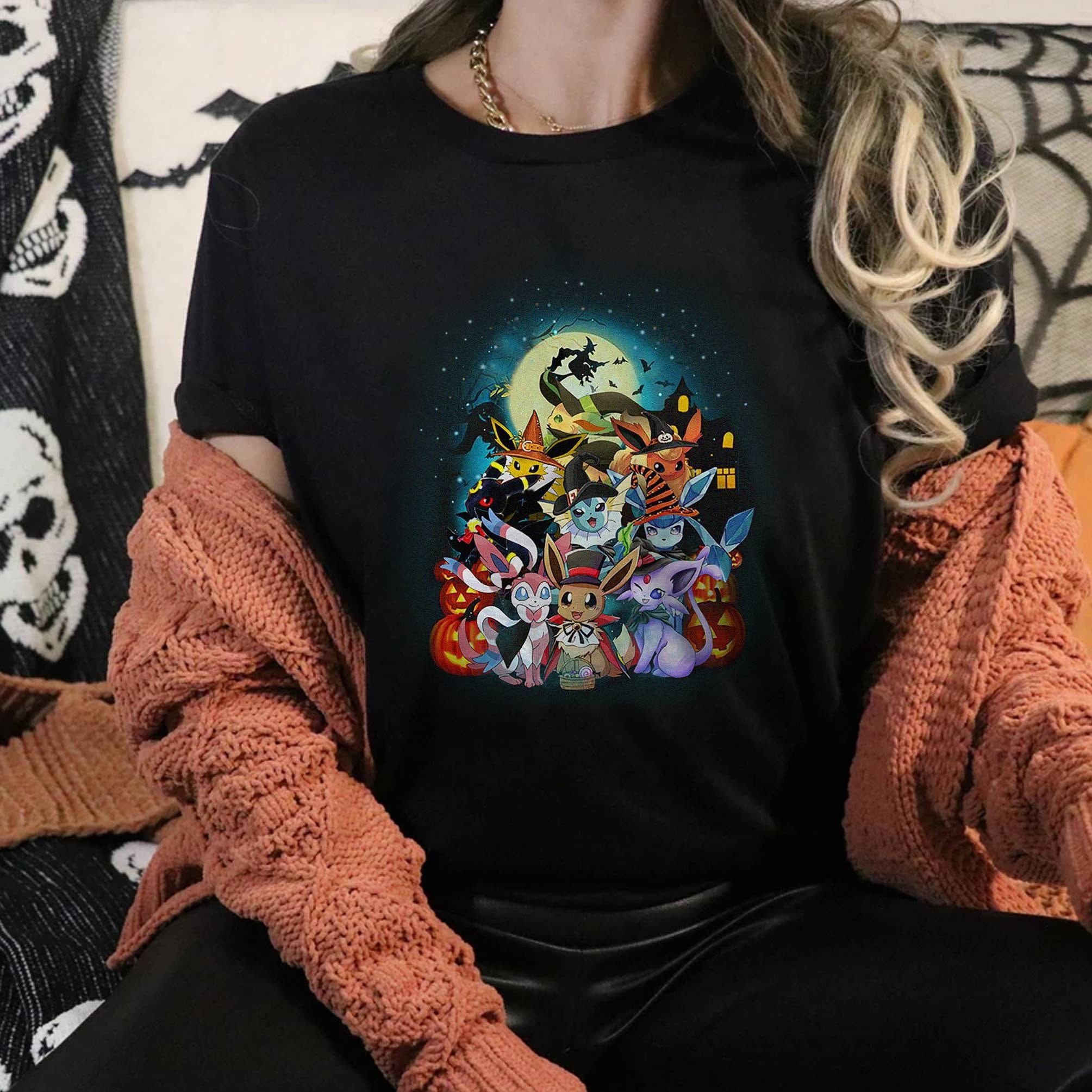 GraemeGiftStore Eevee Shirt, Eeveelution Shirt, Eevee Evolutions Shirt, Eevee Halloween Shirt, Halloween Gifts, Eevee Birthday Shirt, Anime Fan Gifts
