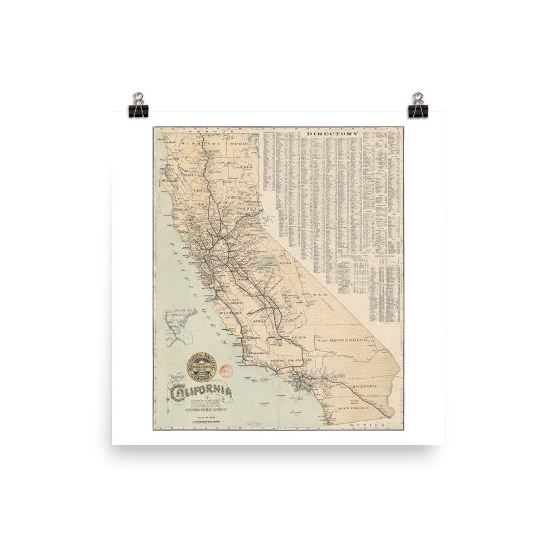Carte historique de la Californie Affiche historique de Etsy