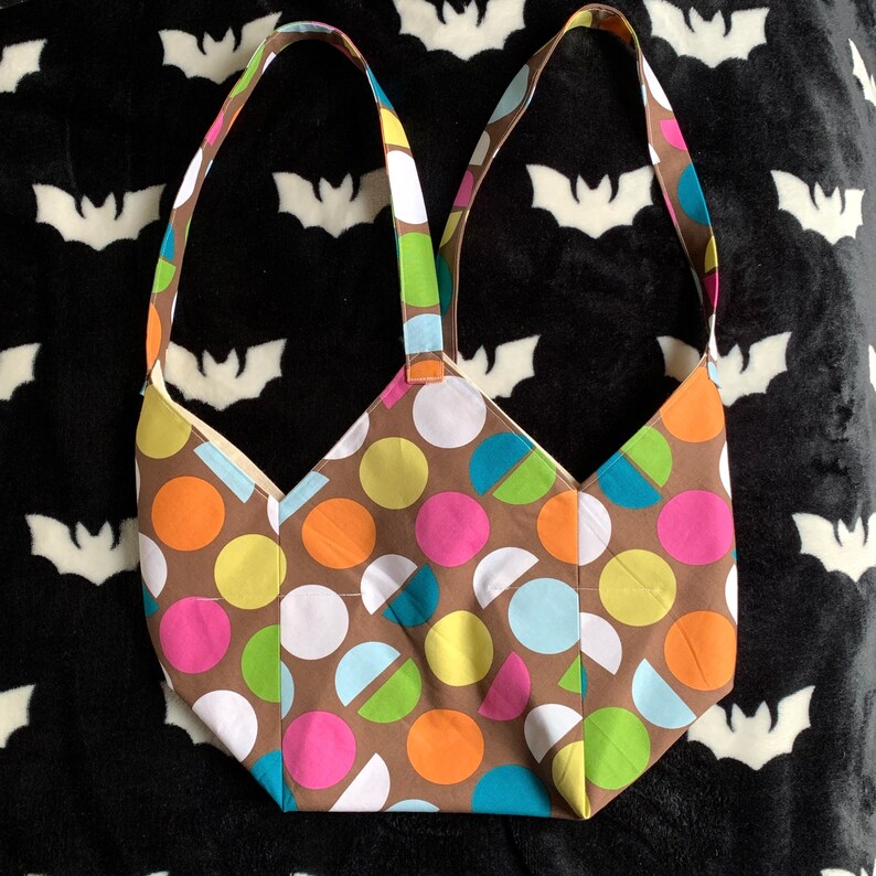 Handmade Reusable Cotton Tote Brown /& Dots Bucket Bag
