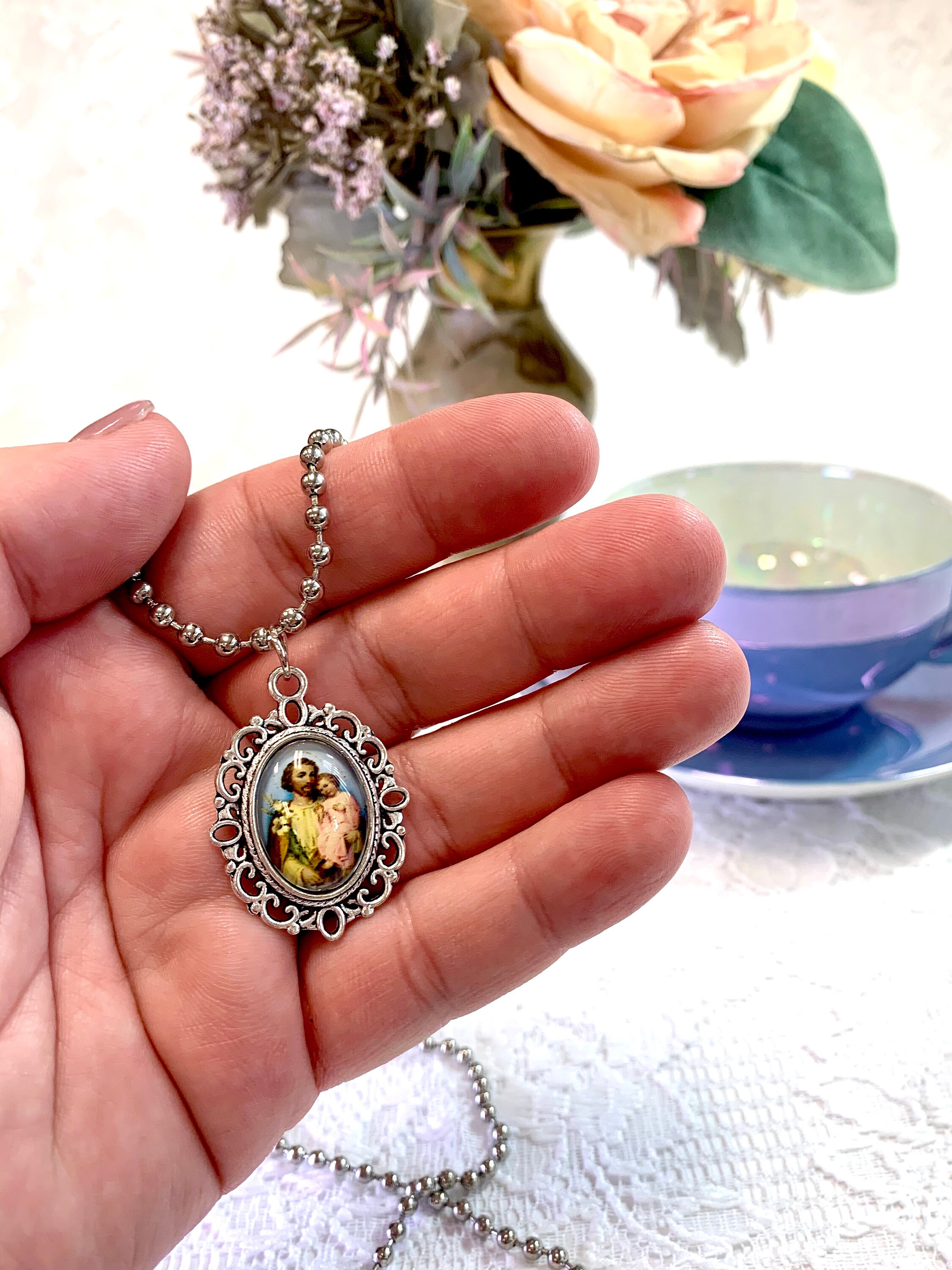 St. Joseph Necklace Saint Joseph Medal Pendant St. Joseph Etsy Ireland
