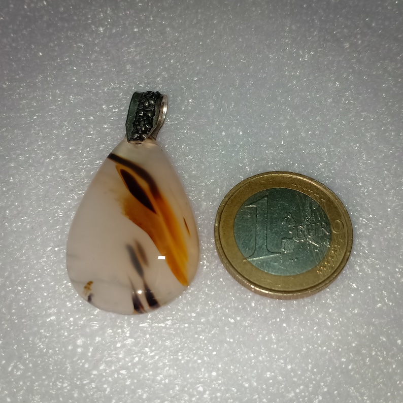 33X22mm Amazing Natural Montana Agate Pear pendant With German Silver Loop