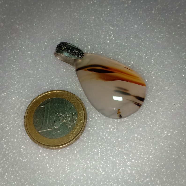 33X22mm Amazing Natural Montana Agate Pear pendant With German Silver Loop
