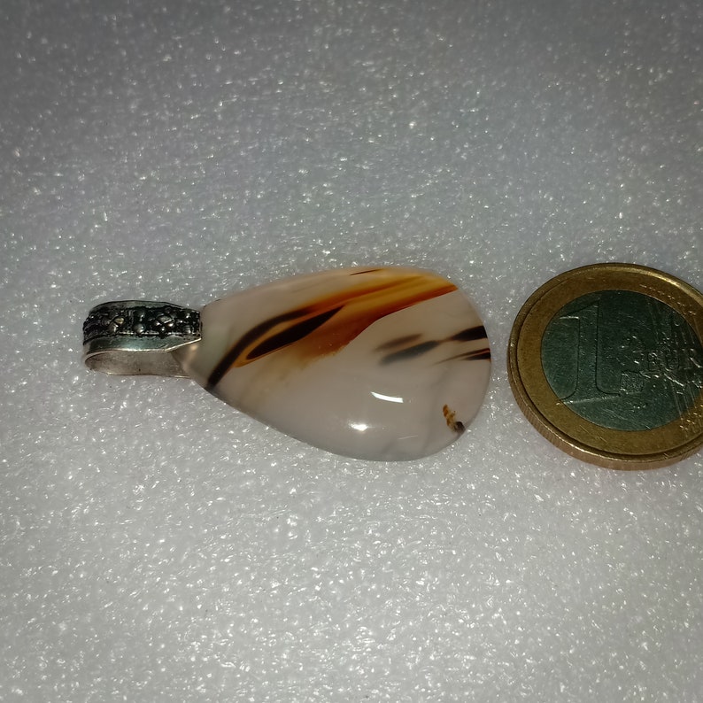 33X22mm Amazing Natural Montana Agate Pear pendant With German Silver Loop