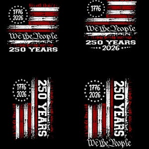 250 Years of Freedom America Semiquincentennial SVG & PNG、250周年記念アメリカ国旗、We The People