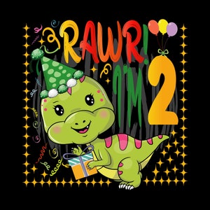 Rawr! I&#39;m 2st, two Year Old Boy Birthday SVG Cut File And Png, second Birthday, t-rex two Birthday Party, Birthday dinosaur 2 Year old
