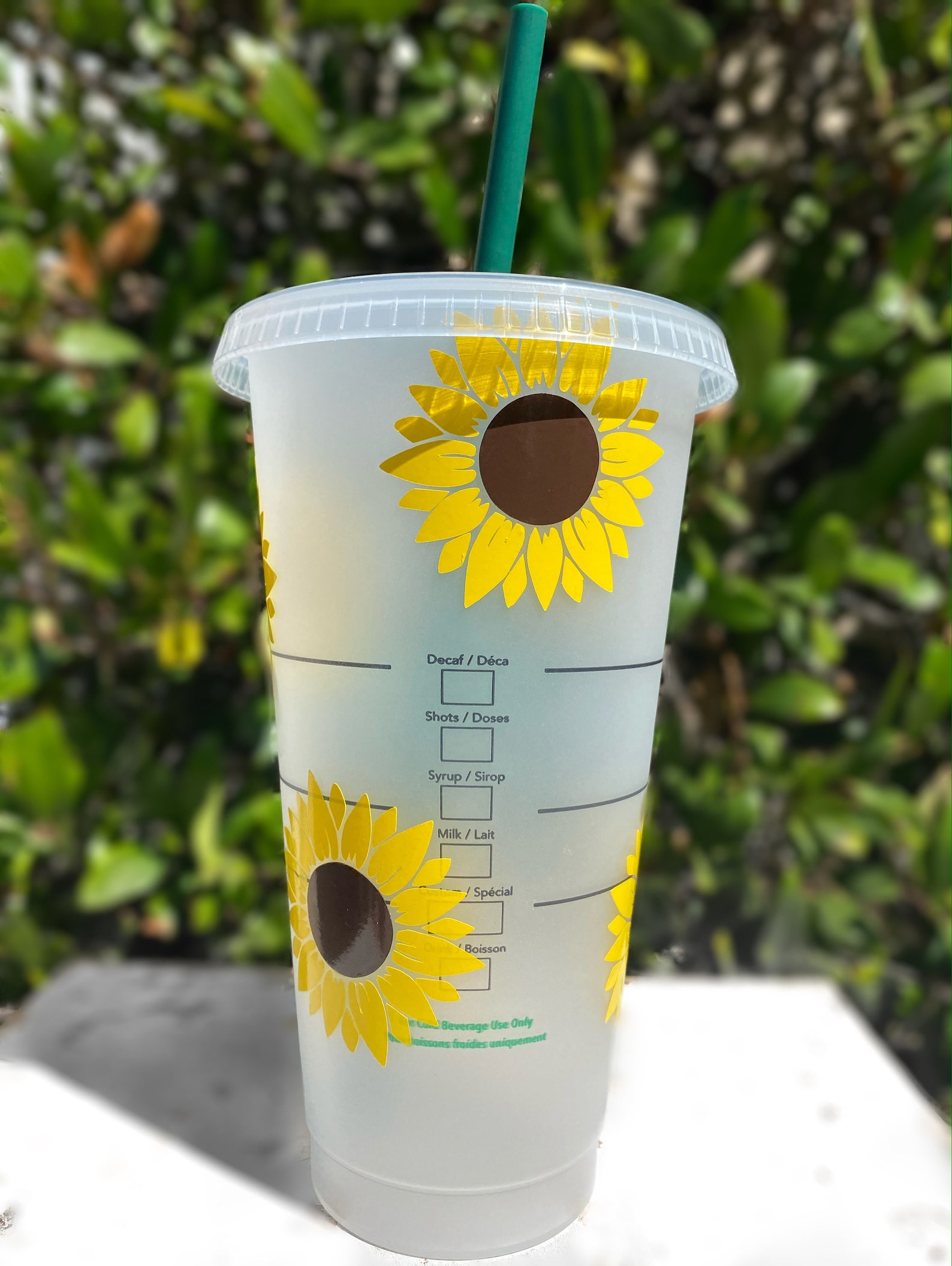 Sunflower Starbucks Cup L Starbucks Cold Cup L Sunflowers Etsy