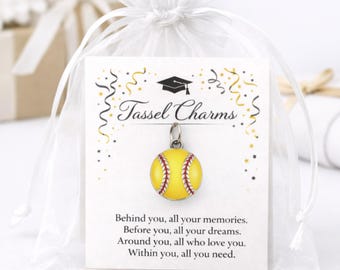 2026 Softball Graduation Tassel Charm for Senior Player Keepsake Gift, Softball Team Senior Night Banquet Award Grad Charm