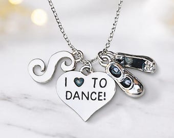 Personalized Tap Dance Shoe Necklace, Girls Tap Dance Jewelry, Gift for Tap Dancer, Tap Dance Gift, Initial Charm, Dance Recital Gift