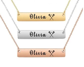 Girls Lacrosse Gift, Personalized Lacrosse Necklace, Engraved Pendant Charm Lacrosse  Jewelry, Lacrosse Team, Lacrosse player Gifts