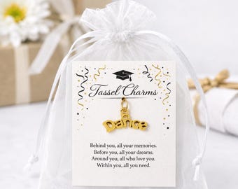 2026 Dance Graduation Tassel Charm for Seniors Keepsake Gift, Dance Team Senior Night Gift, Gold Dancer GradCharm, Recital Banquet Award