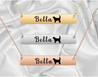 Otterhound Necklace, Otterhound Gift, Custom Engraved Dog Bar Necklace, Memorial Keepsake for Dog Mom, Dog Lover Gift, Pet Name Necklace