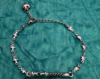 Star Chain Flute Bracelet for Musicians – Silver Plated Adjustable Music Jewelry Gift for Flutist, Band Student or Music Lover