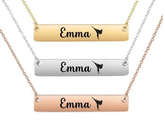 Girls Martial Arts Gift, Personalized Martial Arts Necklace,Engraved Pendant Charm Custom Jewelry,Martial Arts Team,Martial Arts Player Gift