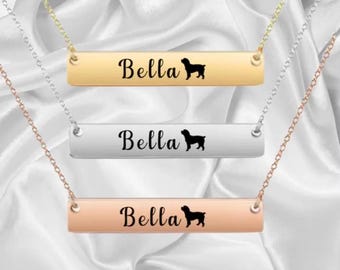 Cockapoo Necklace, Cockapoo Gift, Custom Engraved Dog Bar Necklace, Memorial Keepsake for Dog Mom, Dog Lover Gift, Pet Name Necklace Jewelry