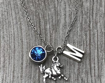 Personalized Horse Necklace • Pet Horse Jewelry • Racing Horse Pendant • Equestrian Gift Ideas • Horse Lover Charm Necklace