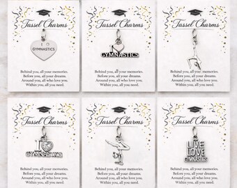 Gymnastics Graduation Tassel Charm for Senior Gymnast Keepsake Gift, Gymnast Senior Night Gift, Gymnastics Banquet Award Charm