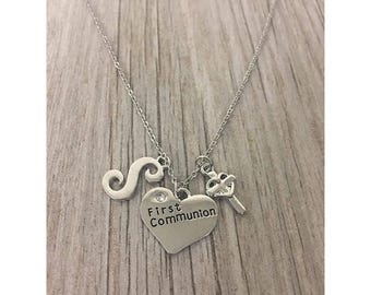Personalized First Communion Necklace, First Holy Communion Gifts, 1st communion Jewelry, Cross Necklace, Girls Communion Gift, Goddaughter
