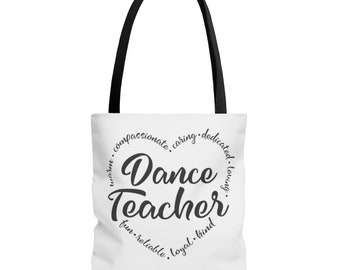 Dance Teacher AOP Tote Bag, Dance Teacher Gift, Birthday Gift, Appreciation Gift, Christmas Gift, Gift for Dance Teacher, Occupation Gift