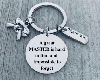 Martial Arts Master Keychain, Instructor Thank You Belt Charm, Martial Arts Jewelry, Sensei Gift, MMA, Judo, Tae Kwon Do, Jui Jitsu Gift