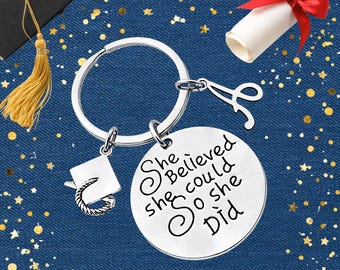 Personalized Graduation Keychain with Letter Charm, Custom Graduation Gift, Perfect Gift for Graduates, Class of 2026 High School, College