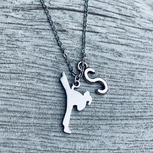 Personalized Girls Stainless Steel Martial Arts Necklace, Karate, MMA, Judo, Tae Kwon Do, Jui Jitsu Jewelry, Karate Girl Pendant