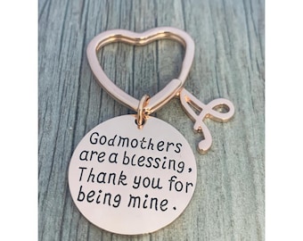 Personalized Godmother Gift,  Rose Gold Godmother Keychain, Godmother Jewelry for Godmothers, Baptism, Christening, Proposal, Thank You Gift