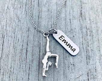 Girls Gymnastics Gift, Personalized Engraved Girls Gymnastics Name Necklace, Custom Gymnastics Jewelry - Gymnast Necklace, Birthday Friend