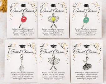Tennis Graduation Tassel Charm for Senior Player Keepsake Gift, Tennis Team Senior Night Banquet Award Grad Charm