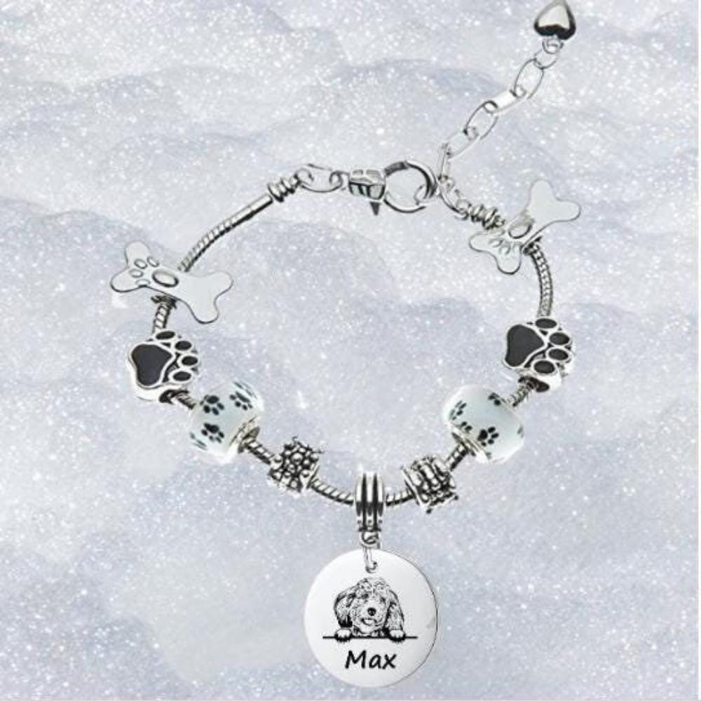Cockapoo Engrave Personalized Cockapoo Dog Bracelet Custom Name Engraved Dog Bangle ...