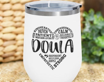 Doula12oz Insulated Wine Tumbler, Doula Gift, Gift For Doula, Occupational Gift, Infant Clinic Tumbler, Midwife Assistant Tumbler, Juice Mug