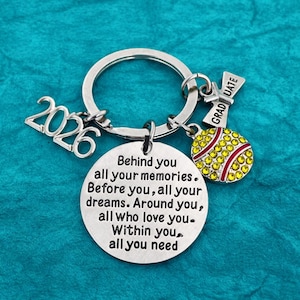 2026 Graduation Keychain, Inspirational Softball Keychain, Motivational Grad Gift for Her Softball Senior Gift, High School College Keepsake