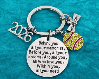 2026 Graduation Keychain, Inspirational Softball Keychain, Motivational Grad Gift for Her Softball Senior Gift, High School College Keepsake