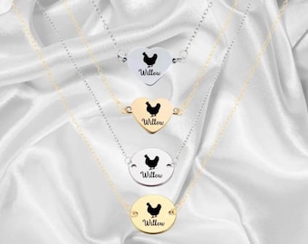 Personalized Chicken Necklace, Chicken Gift, Custom Engraved Necklace Memorial Keepsake for Chicken Mom Chicken Lover Gift Pet Necklace