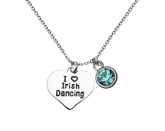 Personalized Irish Dance Necklace, I Love Irish Dancing Charm, Irish Dancing Jewelry, Dance Recital Gift, Irish Dancers, Irish Step Dance
