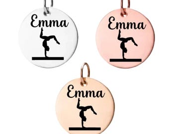 Gymnastics Charm, Personalized Engraved Stainless Steel Gymnastics  Charm, DIY, Gymnastics Gift for Gymnasts, Gymnastics Jewelry