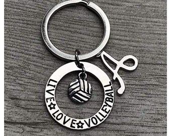 Live Love Volleyball Keychain, Girls Volleyball Jewelry, Perfect Volleyball Player, Volleyball Team and Coaches Gifts, Volleyball Keychain