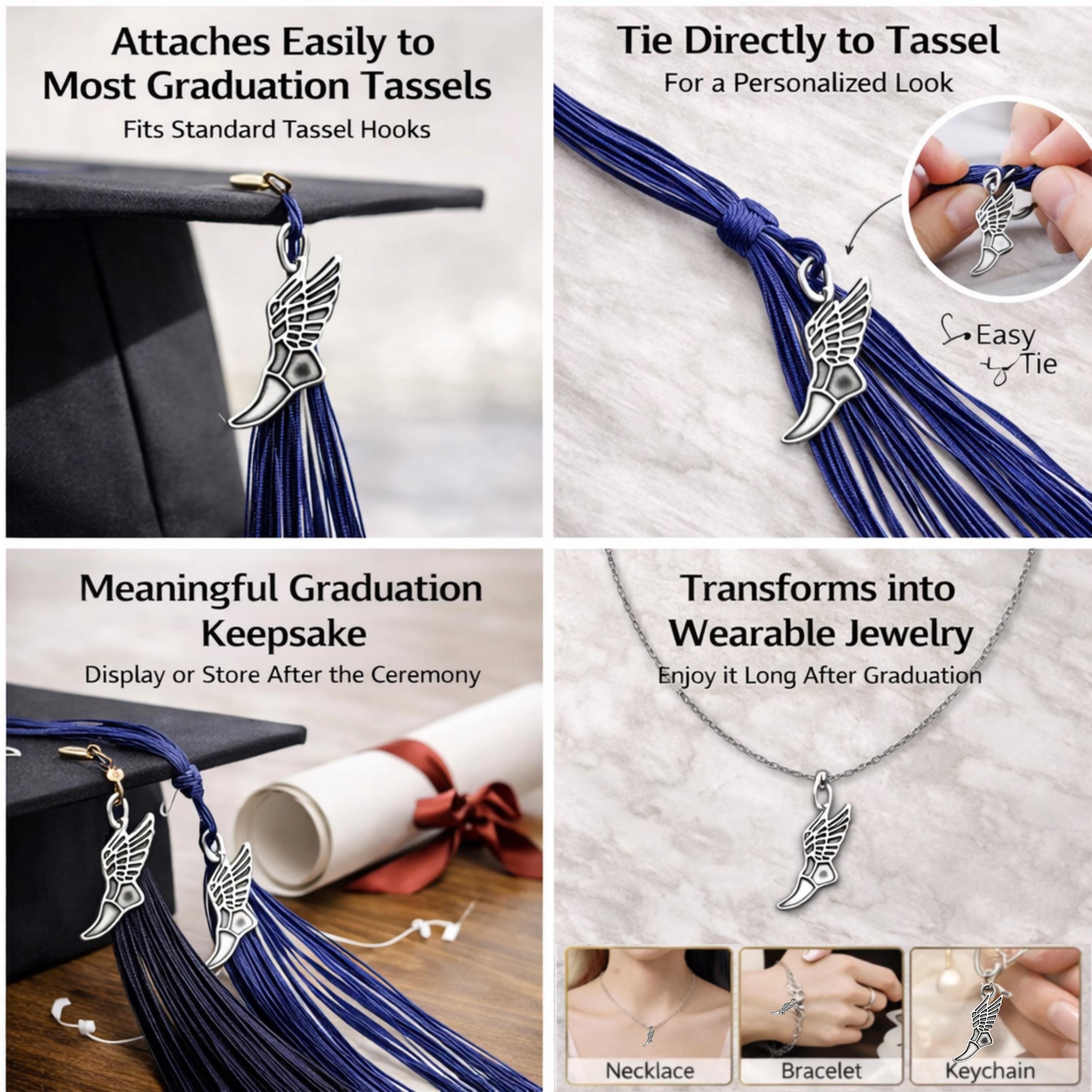 Cross Country Graduation Tassel Charm for Senior Runner Keepsake 