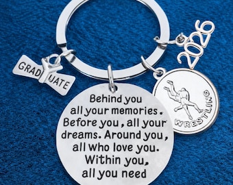 Wrestling Graduation Keychain 2026 Behind You All Your Memories Before You All Your Dreams Grad Jewelry Senior Gift High School College