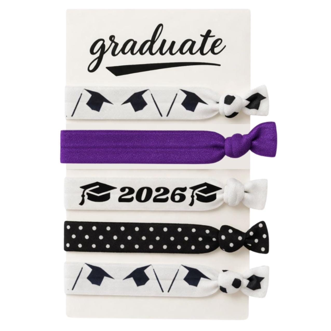 Graduationtie Class of 2026 Graduation Hair Ties Set – Elastic Hair Accessories With ...