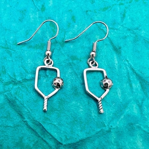 Pickleball Earrings, Pickleball Jewelry, Pickleball Gift for Women, Paddle Charm Dangle Earrings, Pickleball Player Gift, Mom, Grandma