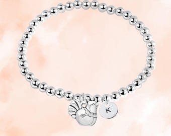 Personalized Chicken Beaded Bracelet with Initial Letter Charm, Chicken Gift, Adjustable Jewelry, Custom Chicken Lover Accessories for Girls