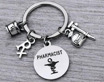 Pharmacist Keychain, Pharmacist Gift for Men and Women, Inspirational Pharmacy Tech Key Ring Gift, Pharmacy Student Graduation Gift