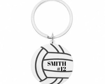 Personalized Engraved Volleyball Keychain, Girls Volleyball Gift, Volleyball Jewelry, Volleyball Player Gift, Custom Volleyball Team Gifts