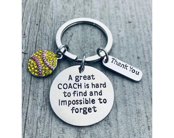 Softball Coach Gift, Softball Great Coach is Hard to Find But Impossible to Forget Keychain, Softball Key chain, Softball Team, Thank You