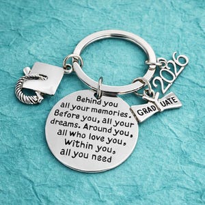 2026 Graduation Keychain, Inspirational Behind You All Your Memories, Before You All Your Dreams Jewelry, Graduation Gift
